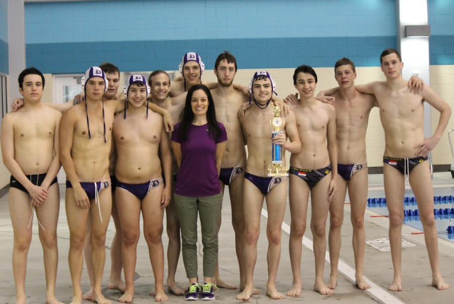 After placing second at the regional meet, the boys water polo team takes a picture. They will compete in Austin next week at the State Tournament.